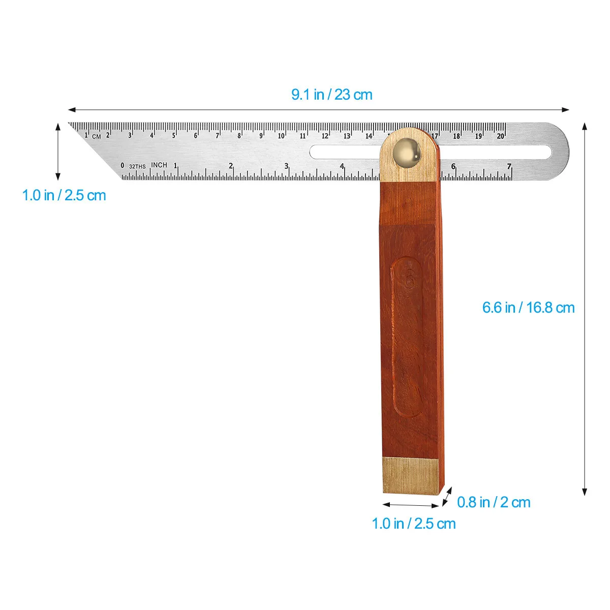 2 قطعة 9 بوصة شفرة فولاذية غير قابلة للصدأ مقبض خشب الورد انزلاق T-شطبة زاوية قياس أداة مسطرة قابلة للتعديل لقياس النجارة #2