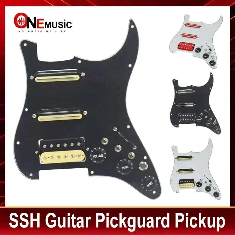 SSH Guitar Pickguard Wiring Loaded Prewired + Silence Switch ST Electric Guitar Double Coil Pickup Black