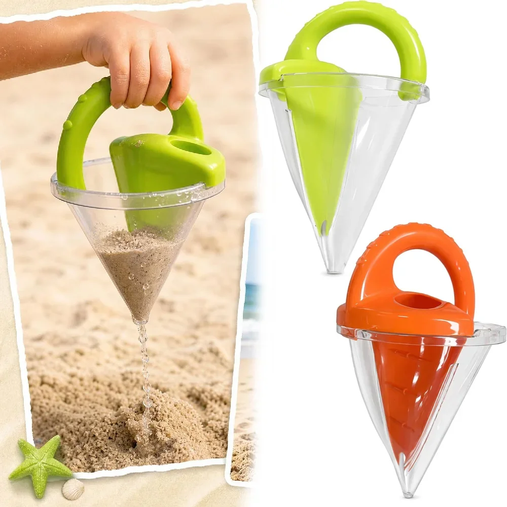 Beach Children Wash Sand Overflow Funnel Outdoor Family Sand Hopper Creative Beach Pile Sand Spills Out Of A Hand-Held Funnel