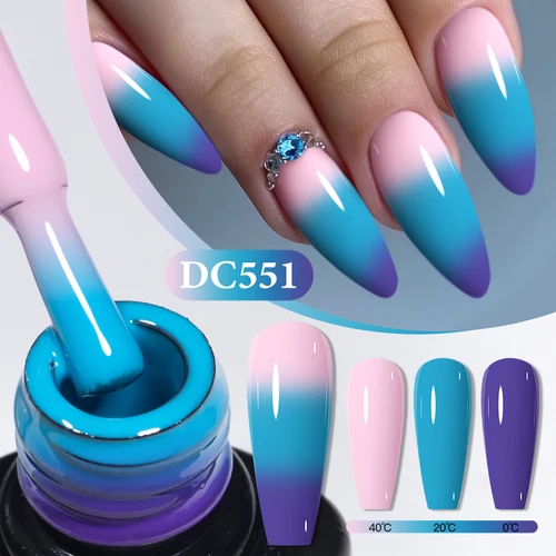 Esmalte de uñas de Gel térmico rosa y azul, 7ml, 3 capas de Gel que cambia de Color con la temperatura, barniz de Gel UV semipermanente para decoración de uñas