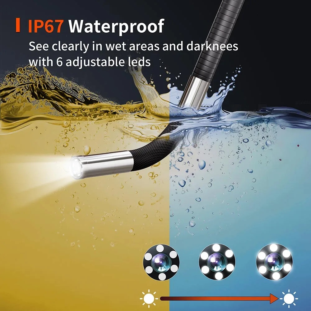 Two-Way Articulating Borescope 6mm Lens Endoscope Camera With Lights 4.3 Inch Industrial Inspection Snake Camera PQ321