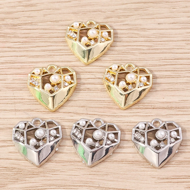 5pcs 16x16mm Cute Alloy Love Heart Charms Pendants for Jewelry Making Necklaces Earrings Bracelets DIY Crafts Accessories
