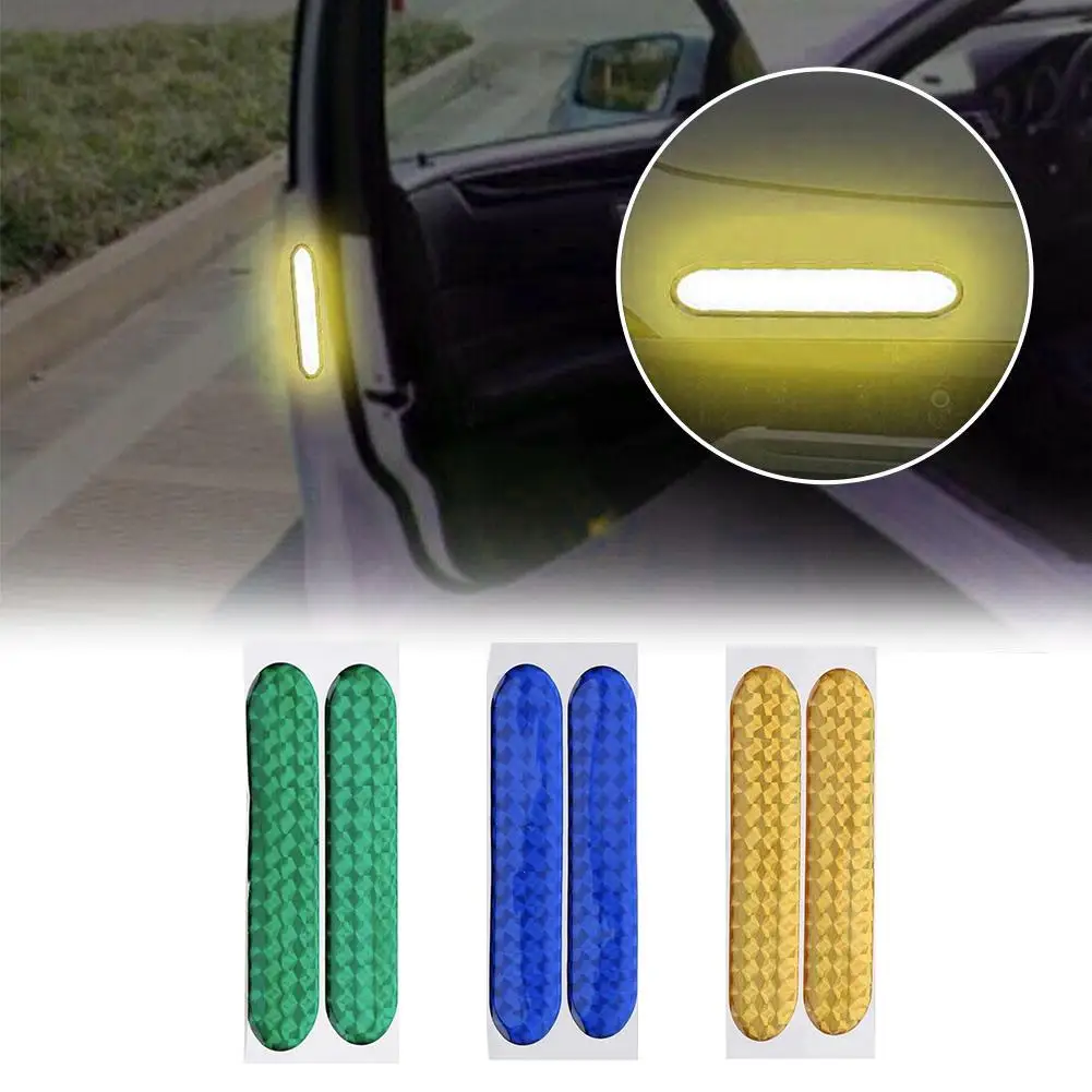 2PCS Reflective Car Door Sticker Safety Opening Warning Reflector Interior Adhesive Sticker Door Reflective Sticker Accessories
