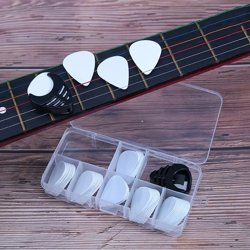 5pcs Guitar Picks Lot Random Solid White Acoustic Pick Plectrum Heavy Medium Thin Size