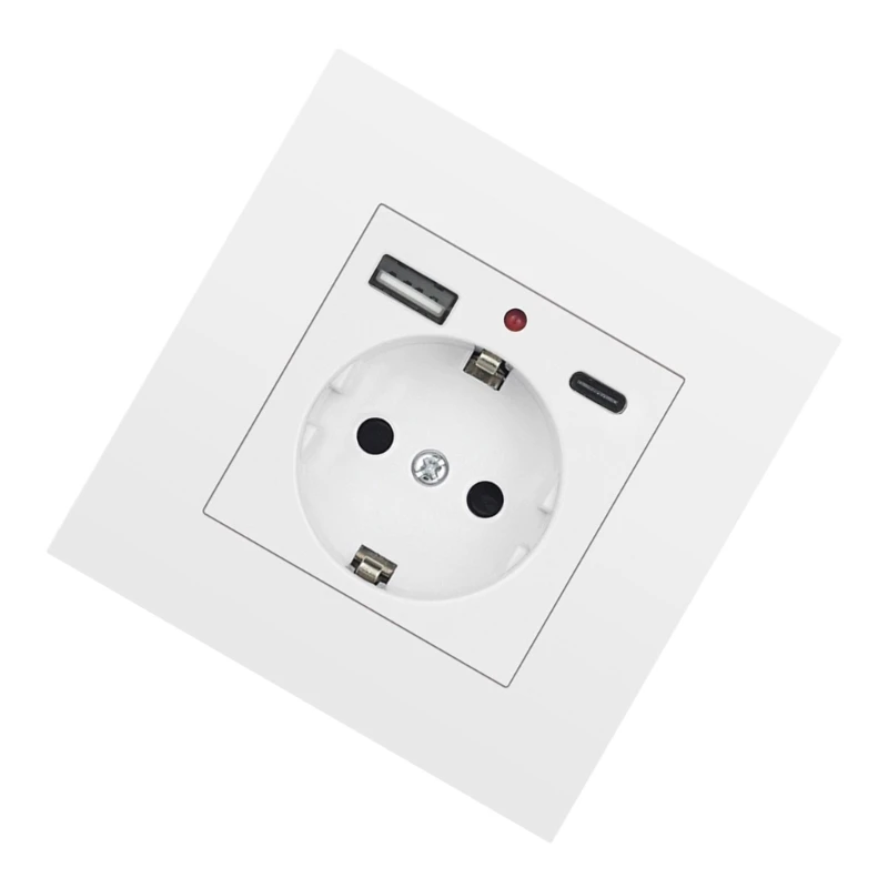 Ổ cắm điện USB hiện đại có cổng USB và TypeC, phích cắm Châu Âu 16A tương thích, nhanh chóng
