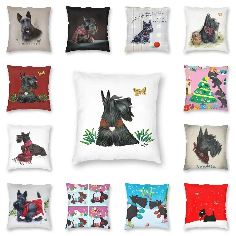 Scottish Terrier Watching A Butterfly Cushion Cover Sofa Home Decorative Scottie Dog Square Throw Pillow Cover 40x40