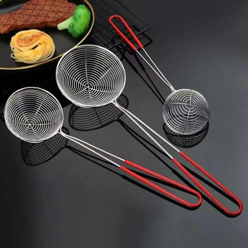 Stainless Steel Spider Strainer Non-Slip Comfort Grip Fine Mesh Filter for Milk Tea Shop Topping Fruit Pulp Sieving Use