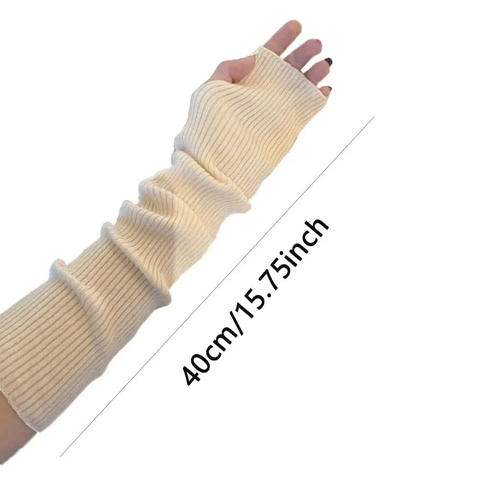 Fashion Fingerless Long Fingerless Gloves Solid color Goth Punk Knitted Gloves False Sleeves Arm Warm Sleeves Girl Boys