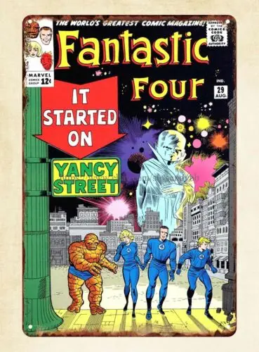 1pcs metal wall art plaque 1960s  fantastic four comics  metal tin sign