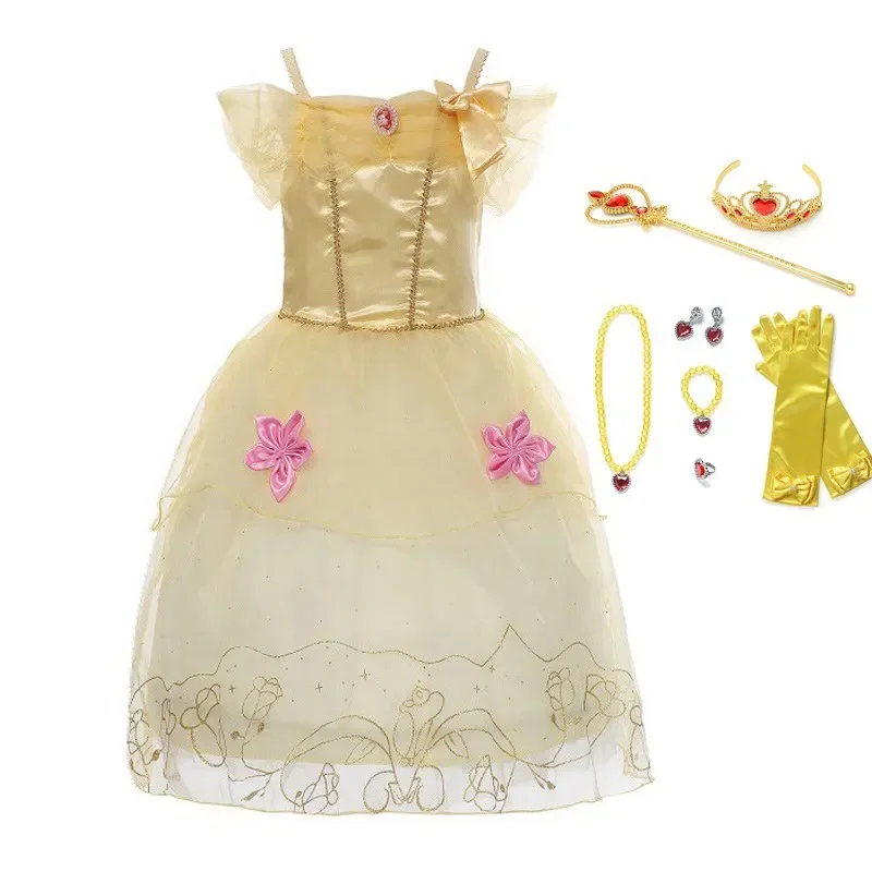 Abito Muaby con accessori set per ragazze summer princess dress up clothes bambini biancaneve Sofia fancy costume