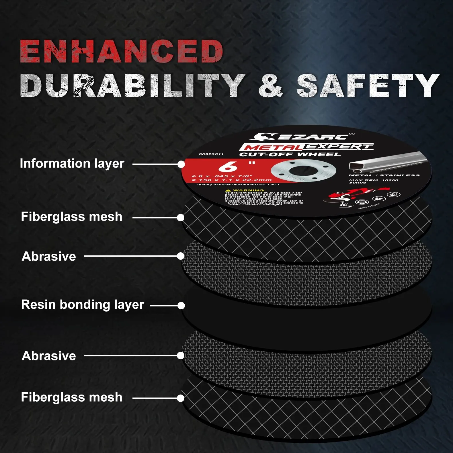 EZARC Cut Off Wheels 25PCS, 150mm X 22.2mm Thin Grinder Cutting Wheel, Metal & Stainless Steel Cutting Disc for Angle Grinders