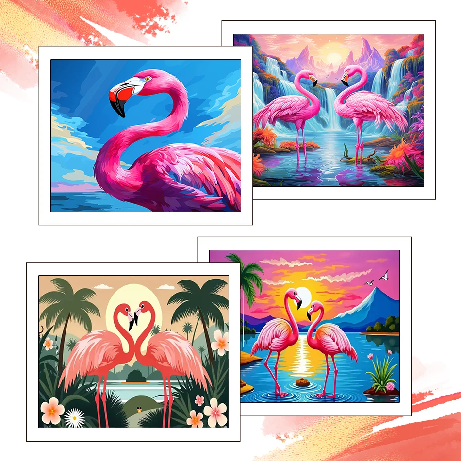 

RUOPOTY Painting By Number Adults New flamingo Animals 40X50cm Diy Crafts Drawing Acrylic Paints Art Supplies Kit Original Gifts