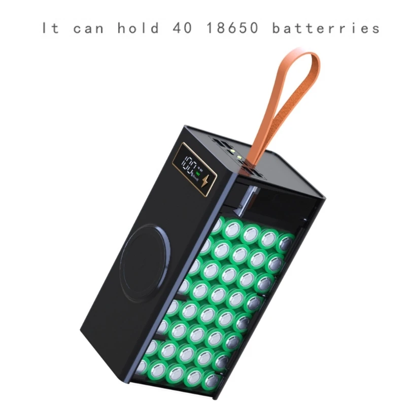 Portable 18650 Battery Power Case With Digital Display For 40x18650 Battery Charging Outer Case for Mobile Charging