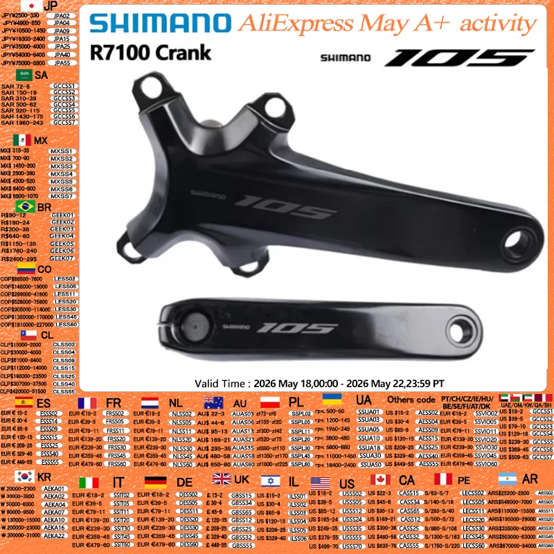 Shimano 105 R7100 Crank 12speed Left Side Right Side 170mm/172.5mm/175mm HOLLOWTECH II For Road Bike Bicycle Crank Original