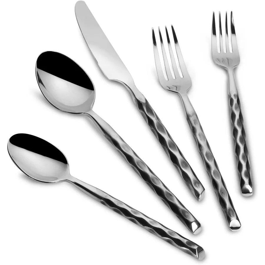 

Silverware Set Stainless Steel Flatware Set Cutlery Set Vintage with Twisted Handle Mirror Finished 20 Pieces Service for 4