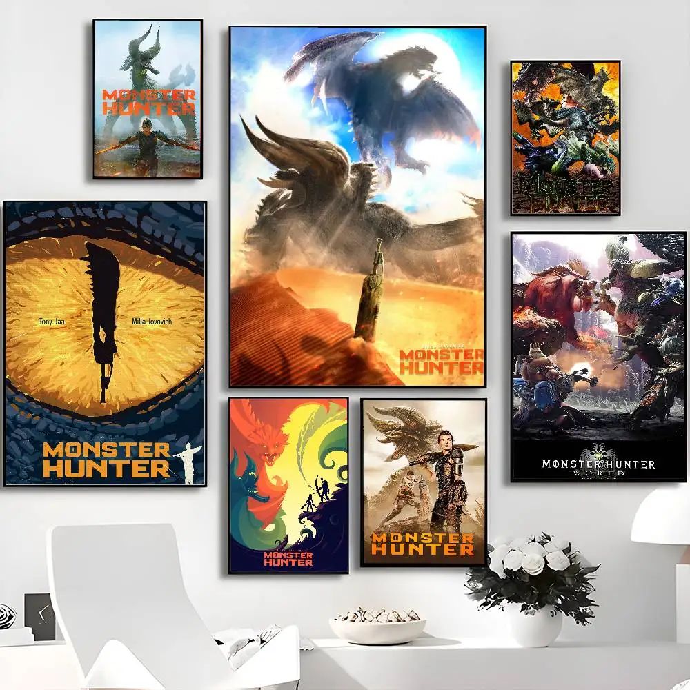 1 unidad de videojuegos clásicos Monster Hunter, póster adhesivo artesanal, decoración Vintage para habitación, Bar, cafetería, decoración del hogar