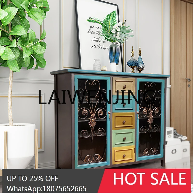 American Shoe Cabinet Country Retro Bedroom Glass Foyer Doorway Storage Chest of Drawers
