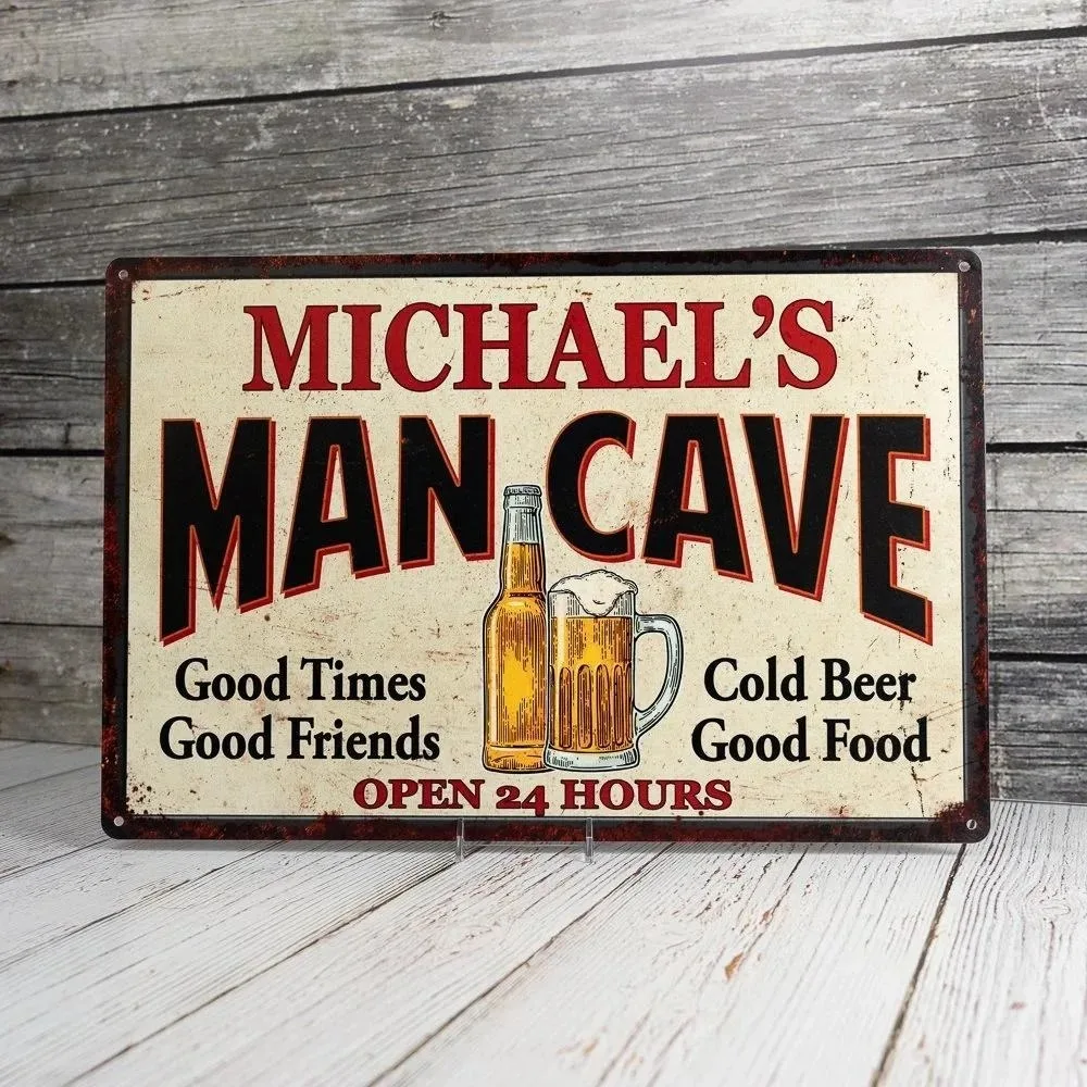 CIFbuy Vintage Leisure Lounge Metal Plaque,Custom Name Beer Food for Bar Garage Wall Decor (Only For Decoration)