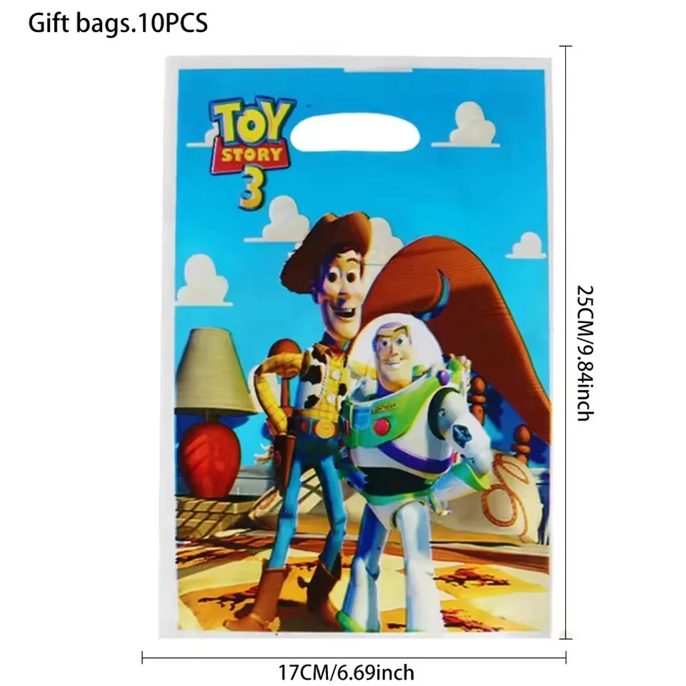 10–100 Stück Toy Story-Geschenktüten zum Geburtstag, Plastiktüten für Süßigkeiten und Schätze mit Griffen, geeignet für Partygeschenke und Werbegeschenke – Detail 11