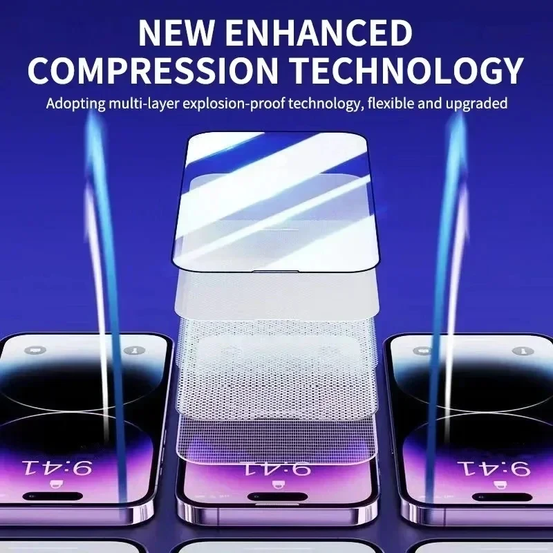 Oleophobic Coating Dust Free Easy Installation Screen Protector for iPhone 15 Pro Max 16 13 11 14 XR XS X 12 6 7 8 Plus Glass image 4