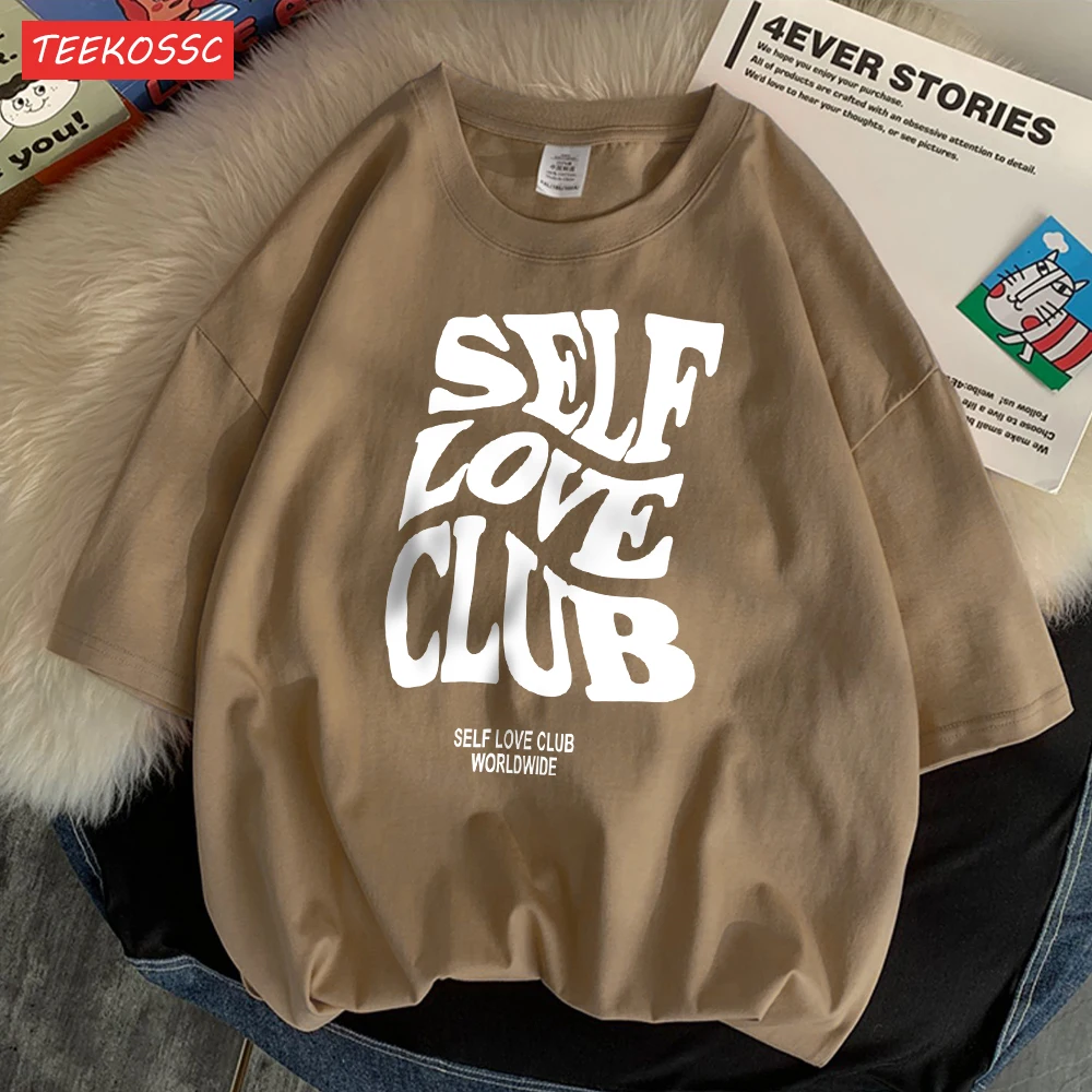نادي الحب الذاتي في جميع أنحاء العالم تي شيرت مطبوع للصبي ، ملابس تصميم كبير الحجم ، تيشيرتات مضحكة متعددة الاستخدامات ، نمط جمالي