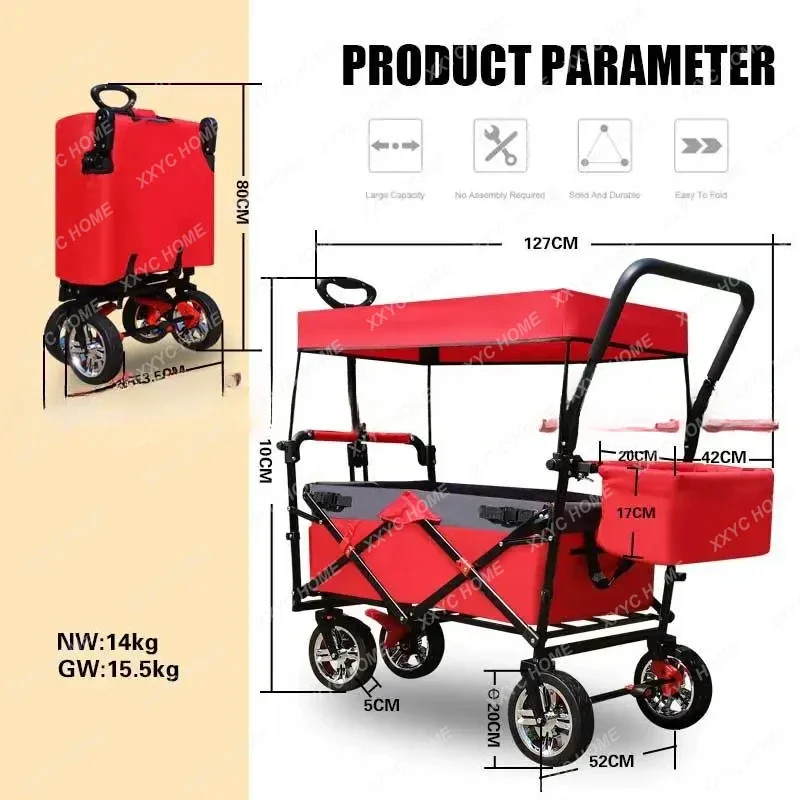 Camping wagon foldable garden hand cart with canopy folding bollerwagen garden trolley