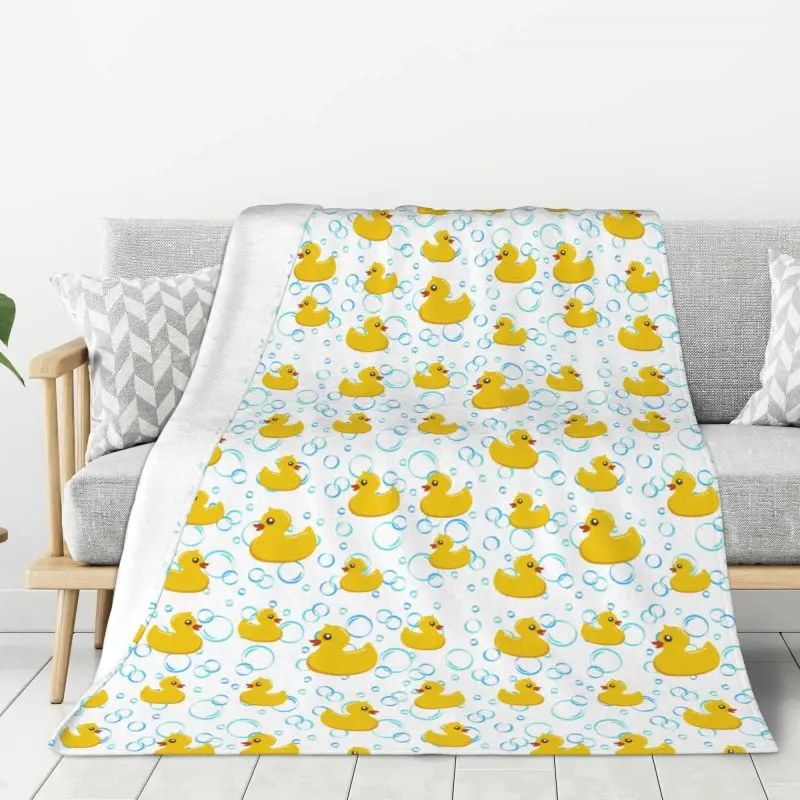 

Custom Cute Rubber Ducks Blanket Soft Fleece Spring Autumn Warm Flannel Cartoon Animal Pets Throw Blankets Sofa Travel Bed Quilt
