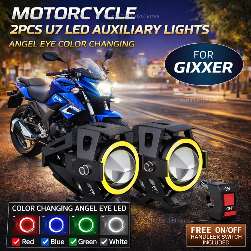 Faro LED Impermeable para Motocicleta, 3000LMW U7, Luz Antiniebla LED para Moto con Interruptor, para Gixxer 150 SF 150SF SF 250