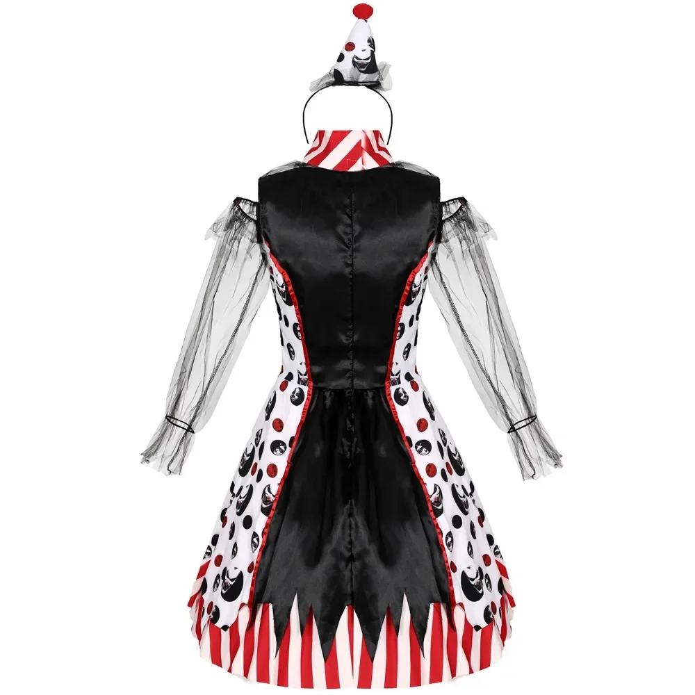 Halloween Costume for Women Circus Clown Joker Costume Horror Cosplay Costumes Adult Party Stage Performance Dress