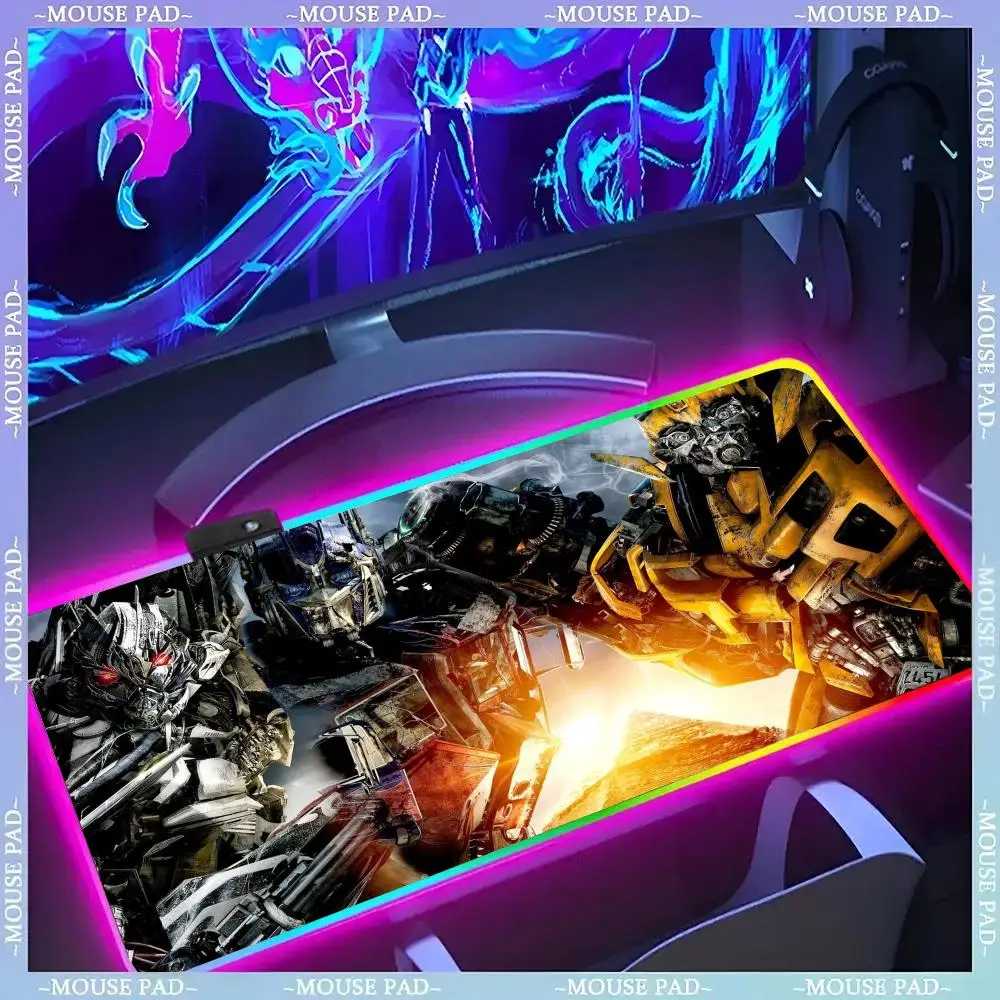 

Transformers Autobot Mouse Pad Gamer Luminescence Led Mouse Pad Gaming Table Rgb Deskmat Keyboard Pc Mousepad