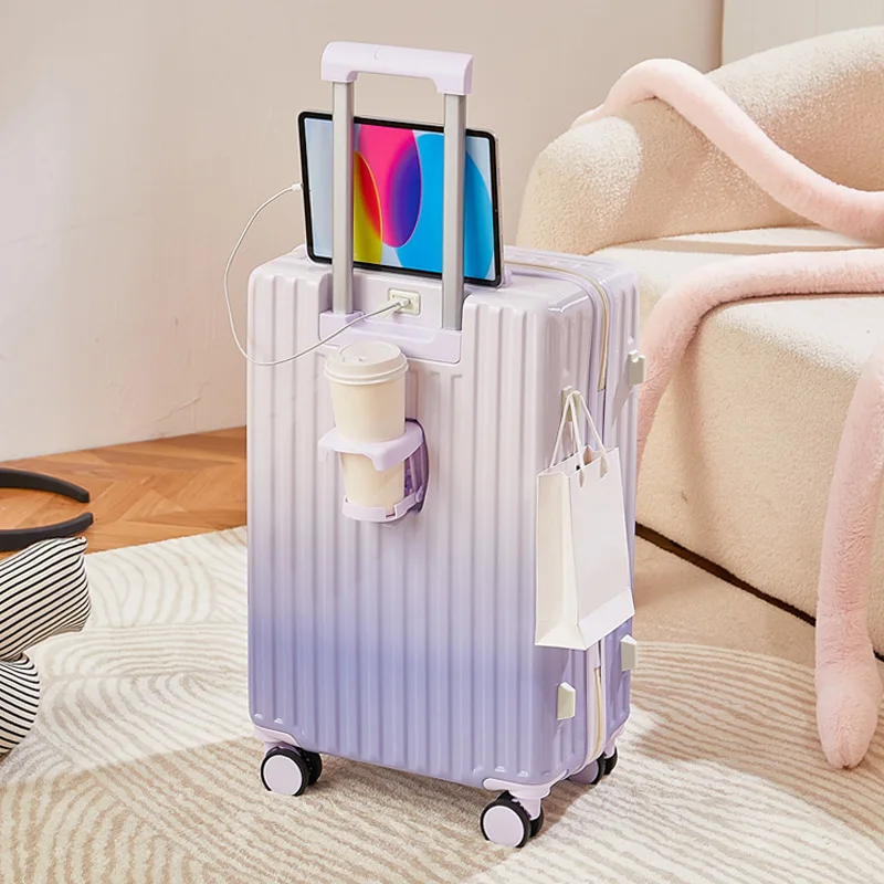 New gradient color luggage fashion goddess multifunctional trolley case mute wheels 24 inch