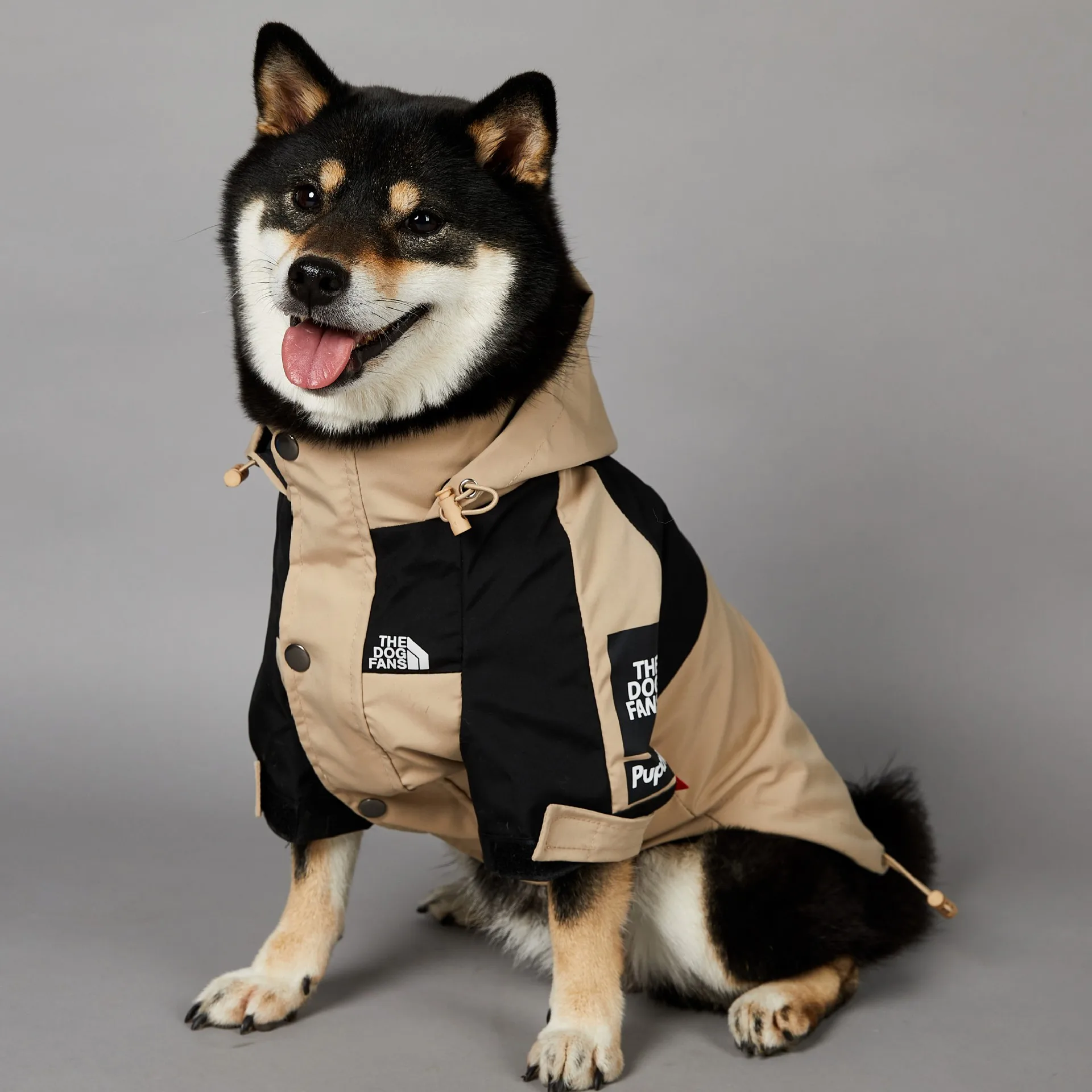 

Dog Pet Jacket Dog Face Tide Brand Windproof and Rainproof New Shiba Inu Corgi Border Herding Medium and Large Dog Raincoat
