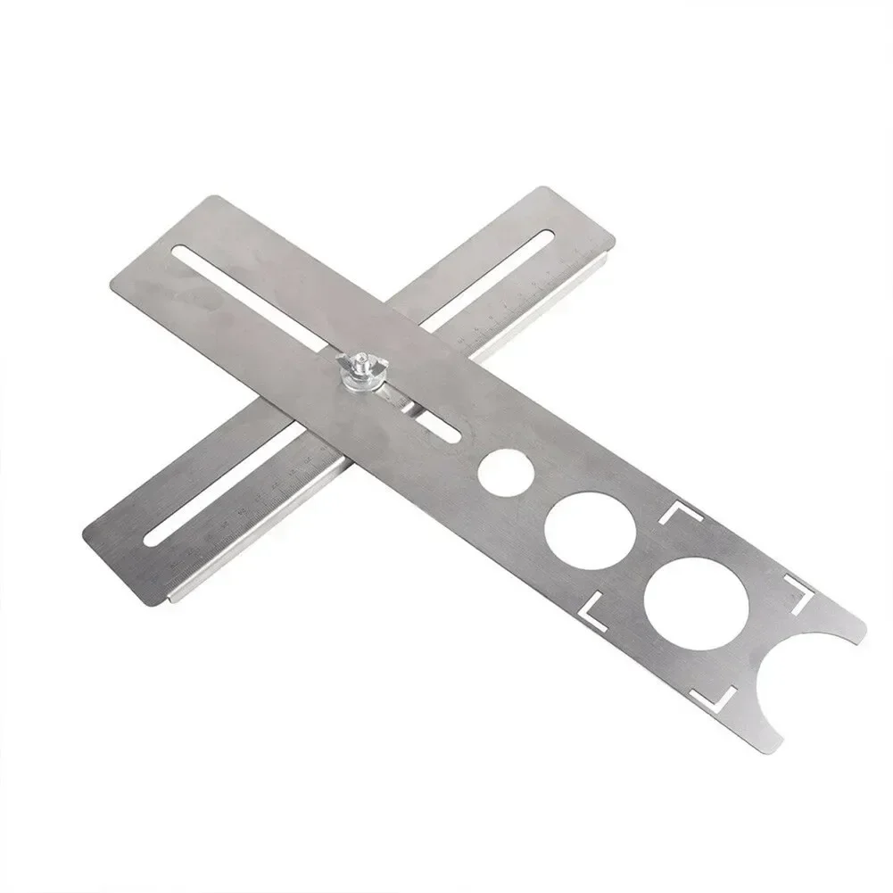 1pc Multi-Functional Stainless Steel Ceramic Tile Hole Locator Ruler Adjustable Punching Hand Tool For House Decorated Work