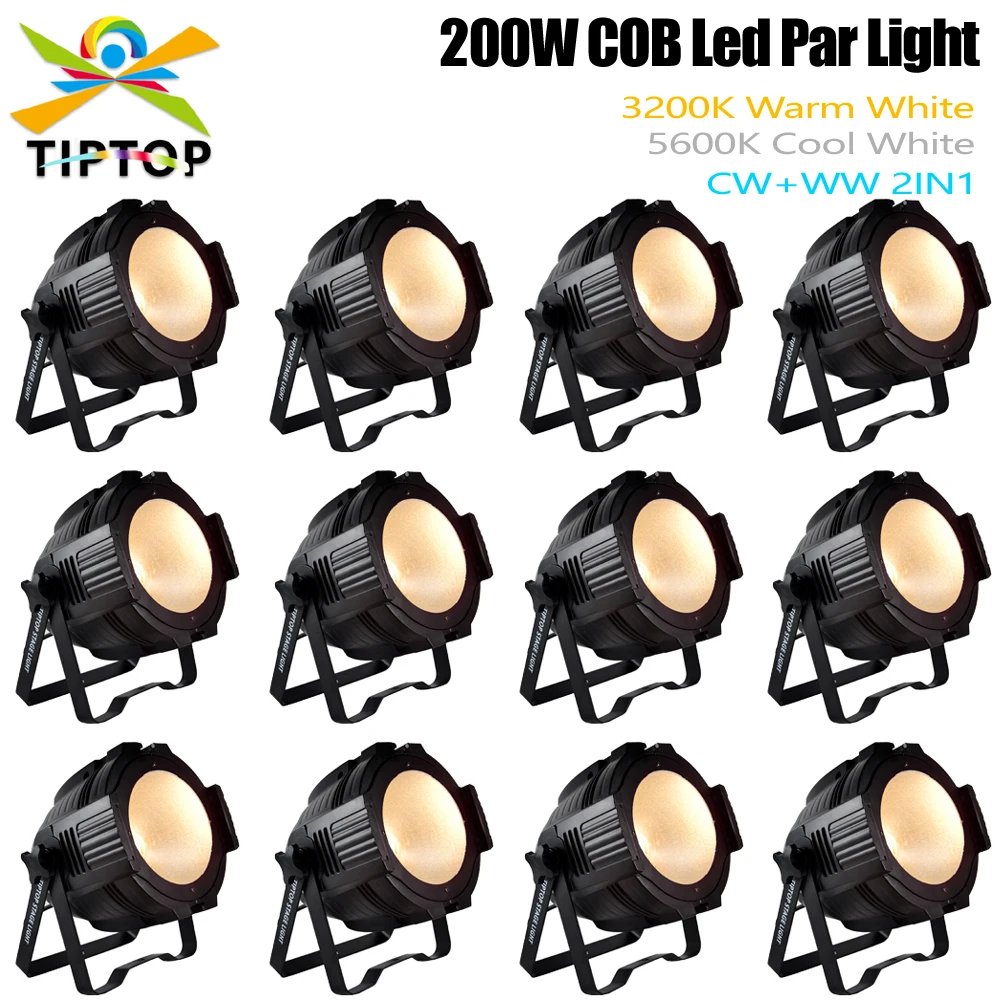 Stage Wash Light 200W Super Bright Big COB Par Can Lights DMX 512 Control Smooth White Color Mixing DJ Up lighting Power Con