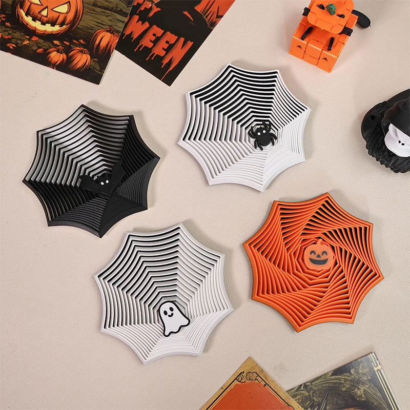 3D Printed Halloween Spider Net Finger Spinner Fingertip Toy Decompression Anti-stress Fidget Toy Halloween Gifts