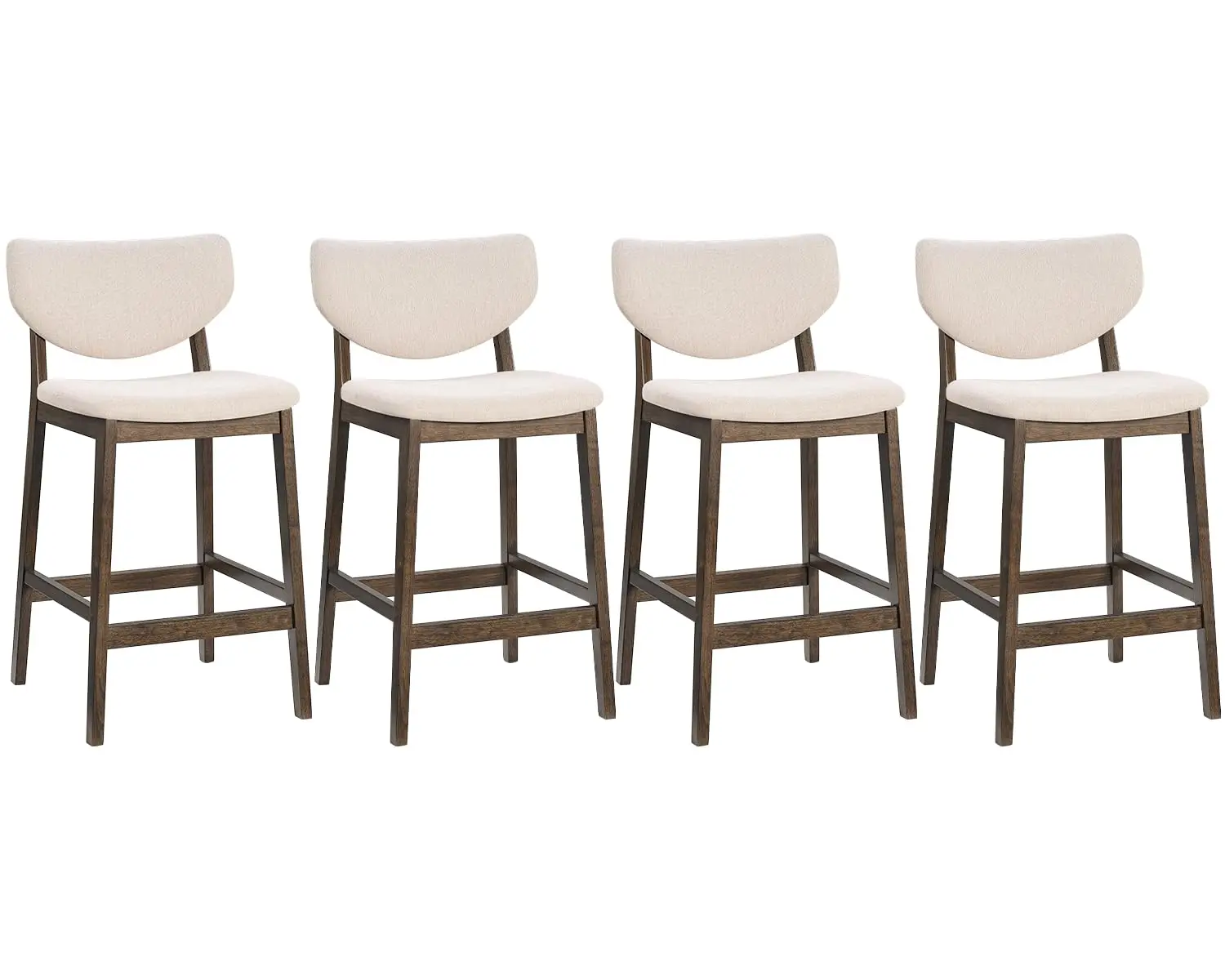 

26in Upholstered Counter Stool Set Rubber Wood Legs Mid-Century Kitchen Dining, Customized