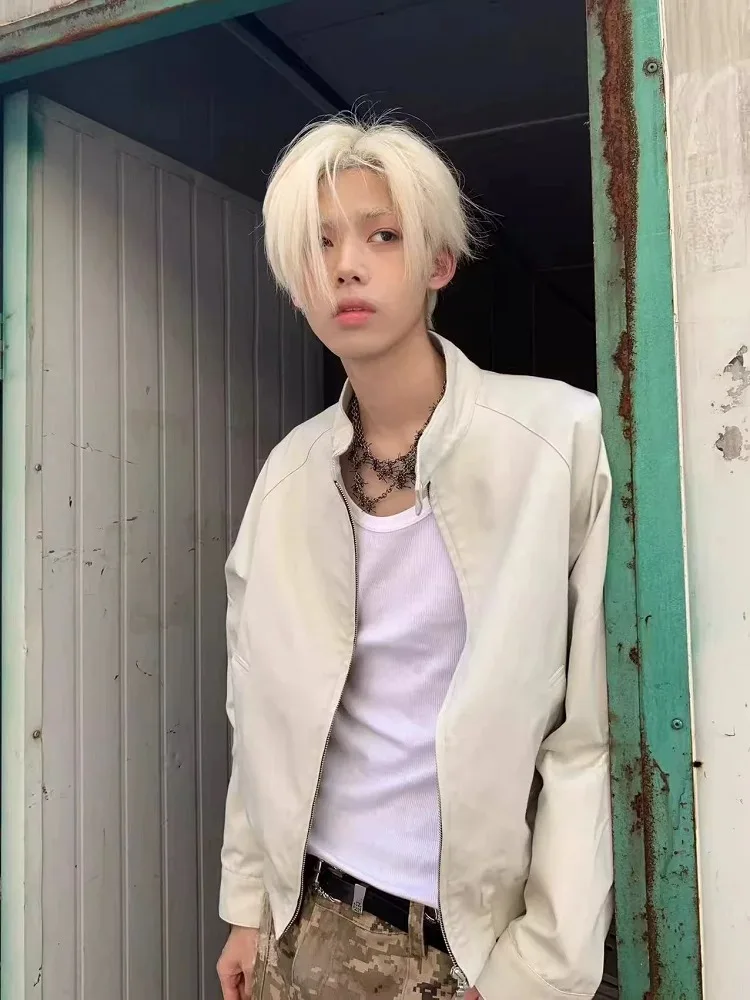 

Silver Bule Harlington Heavyweight ort Широкий джат Мужская осенне-зимняя повседневная свободная посадка с воротником-стойкой Простая верхняя одежда