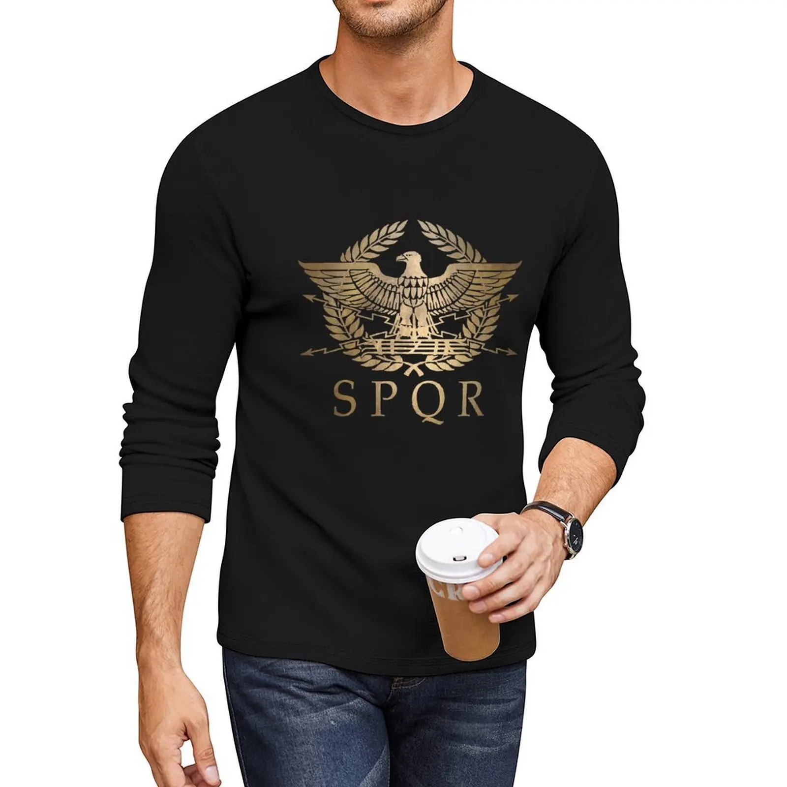 

S*P*Q*R*- Roman Empire Standard Shield Long T-Shirt Blouse aesthetic clothes boys t shirts fruit of the loom mens t shirts