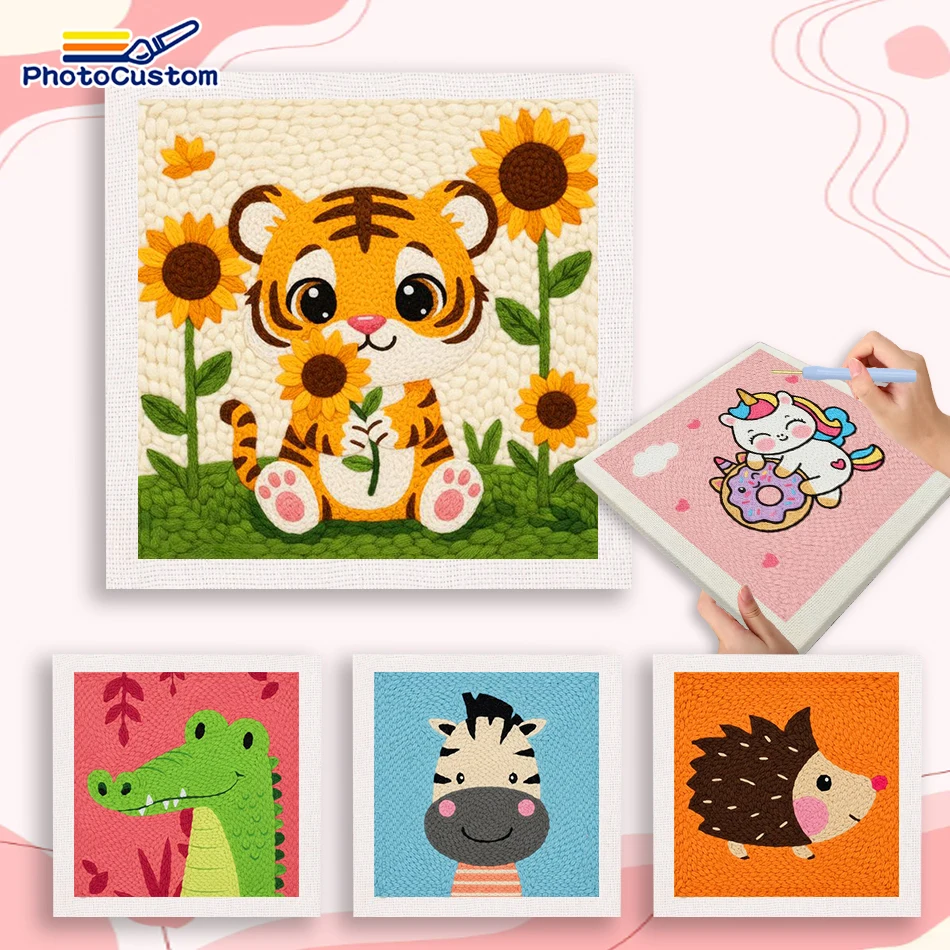 Embroidery Ideas For Bags - 写真カスタムハリネズミDIYニードルパンチキット写真DIYアイデアアニマルパンチニードル糸大人初心者向けユニークなギフト