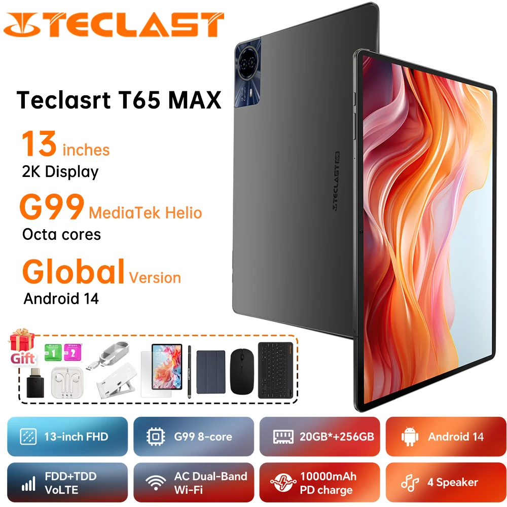 Teclast T65 Max 13-дюймовый HD-дисплей Android 14 Планшет MediaTek G99 1200×1920iPS WIFI4G 8 ГБ ОЗУ 256 ГБ ПЗУ 10000 мАч Аккумулятор Widevine L1 Teclast T65 Max 13-дюймовый HD-дисплей Android 14 Планшет MediaTek G99 1200×1920iPS WIFI4G 8 ГБ ОЗУ 256 ГБ ПЗУ 10000 мАч Аккумулятор Widevine L1