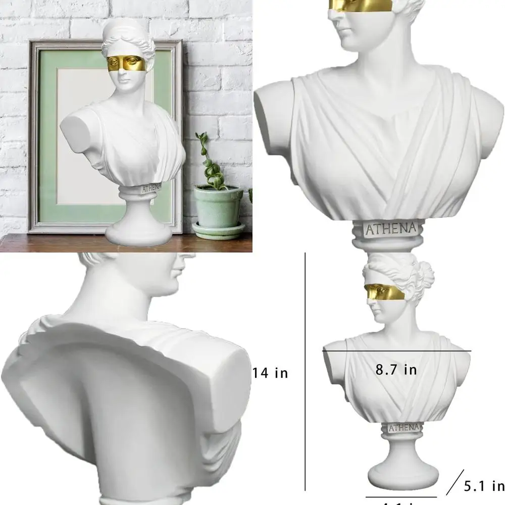 

14, статуя греческого белого Дэвида, большая скульптура римской богини из смолы, домашний декор (маска Анны белая)