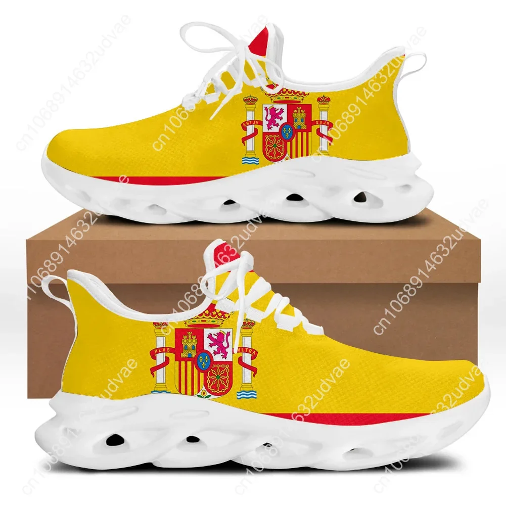 Spain Flag Print Cool Sneakers Casual Lightweight Lace-Up Men Ladies Vulcanized Shoes Comfortable Breathable Jogging Shoes New