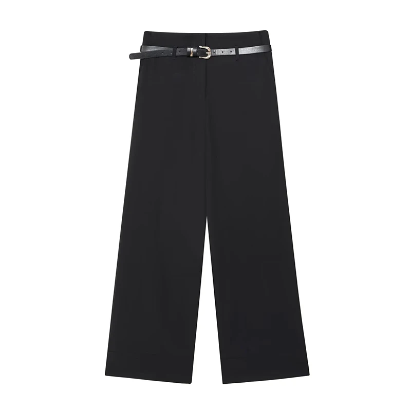 Pantalon femme mode avec ceinture taille haute pantalon bureau femmes pantalon droit femme pantalon élégant