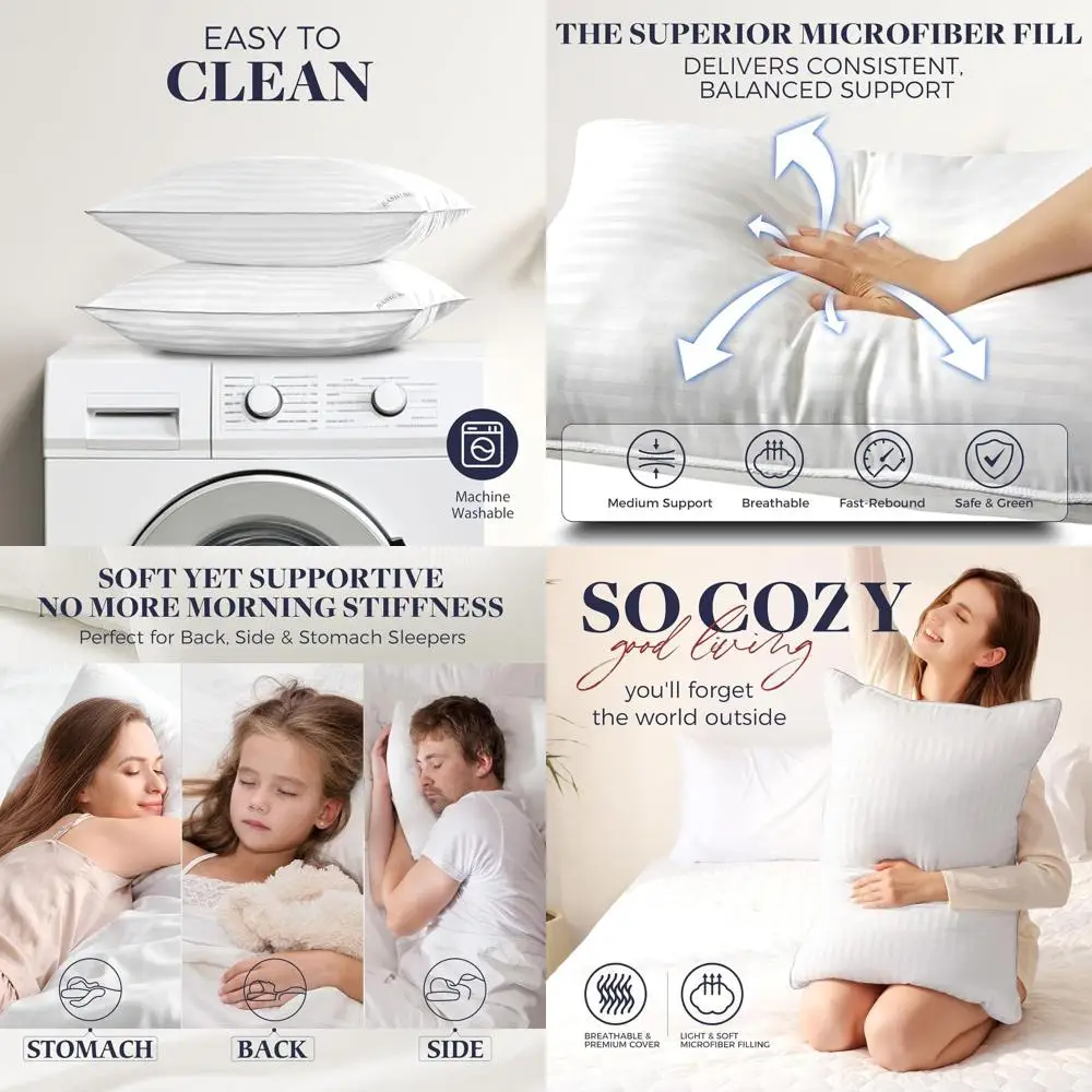 

Luxury King Size Pillows - Pair of 20x36 Hypoallergenic Hotel-Style Pillows