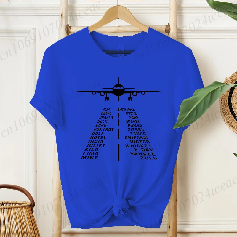 เสื้อยืดลาย Airplane Mode สำหรับผู้หญิง เสื้อผ้าลำลองใส่สบาย เสื้อยืดแฟชั่นฤดูร้อน เสื้อยืดสำหรับเดินทาง LW02