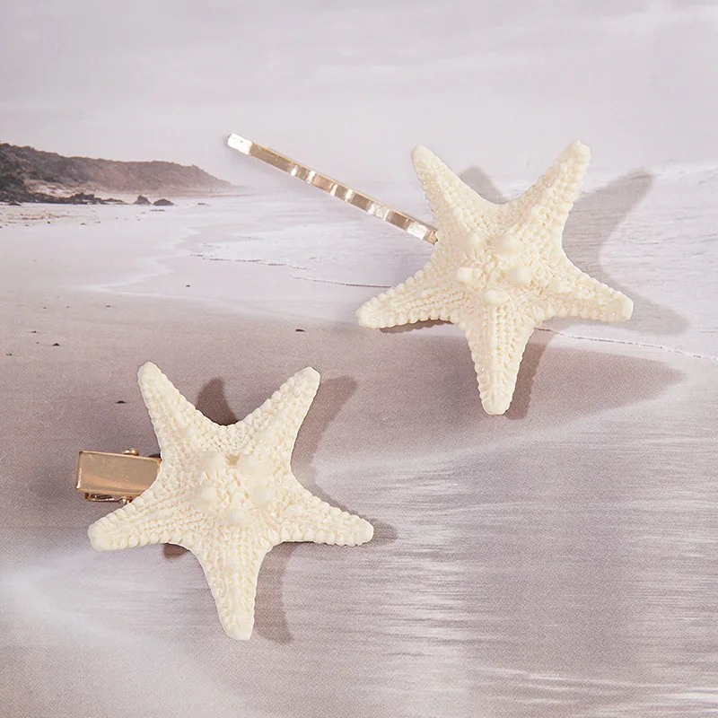 2PCS Starfish Sea Star Hairpin Natural Elegant Hair Clip Hairgrips Headwear Headdress Jewelry For Women Girls Hair Accessories