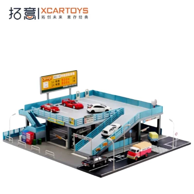 XCARTOYS1:64 alloy die cast simulation car,boy toy scene Japanese street view Double deck car park model toy gift box collection