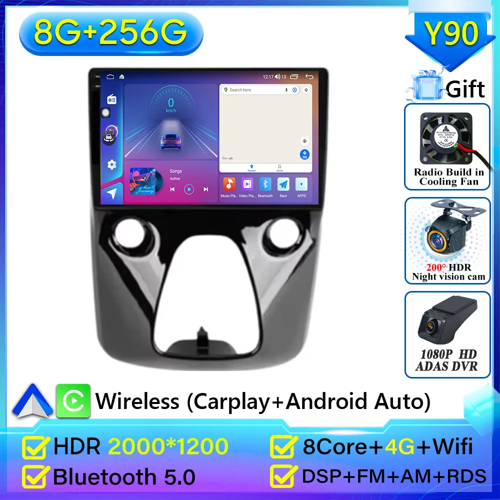 Voor Toyota Aygo Peugeot 108 Citroen C1 2016-2020 Autoradio Android 16 Navigatie GPS Android Auto Stereo Carplay scherm Unit 2 K - afbeelding 1