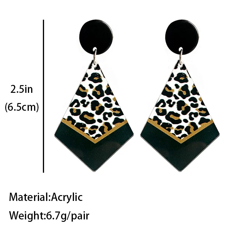 Hot Fashion Jewelry Acrylic Round Geometric Stitching Earrings Leopard Print Color Matching Exaggerated Personality Earrings