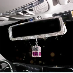 Car Decoration Accessories Rearview Mirror Perfume Hanging Bottle Crystal Auto Rear View Mirror Pendant Decor for Women Ladies